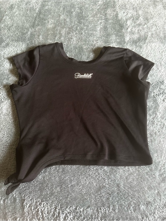 Bombshell Sportswear Tops - Bombshell Sportswear Black Cropped Tee with Chest Logo
